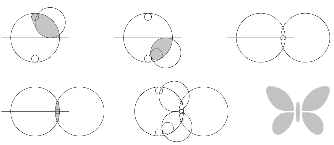 Images showing how the butterfly logo mark is made up of circles using the golden ratio 1.618